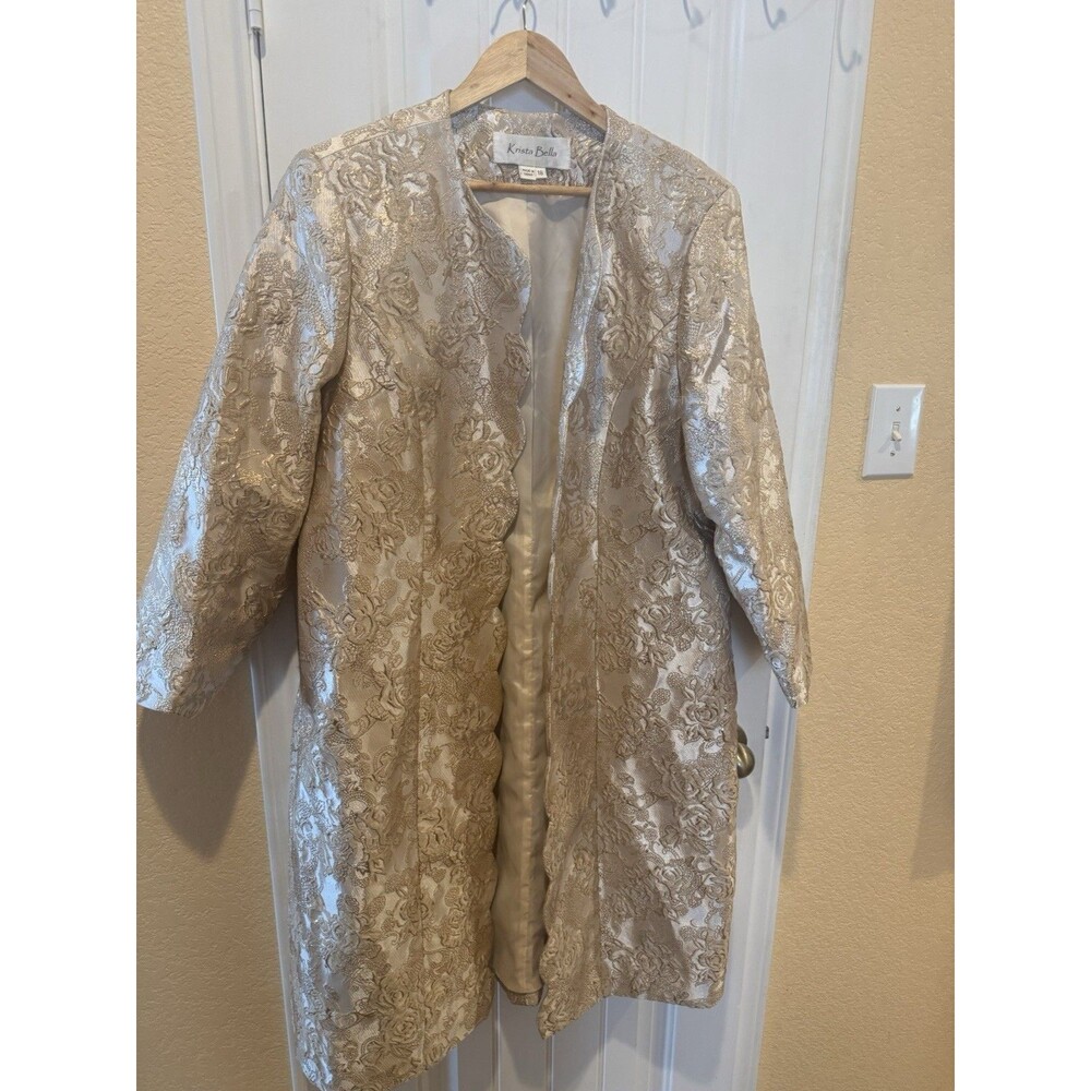 KRISTA BELLA Ladies CHURCH GOLD LONG COAT SIZE 18 - Picture 9 of 13